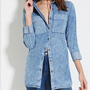 Forever 21 Longline Denim Shirt